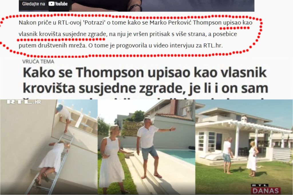 RTL opet priznao da je Thompson vlasnik terase na koju je Derifaj provalila